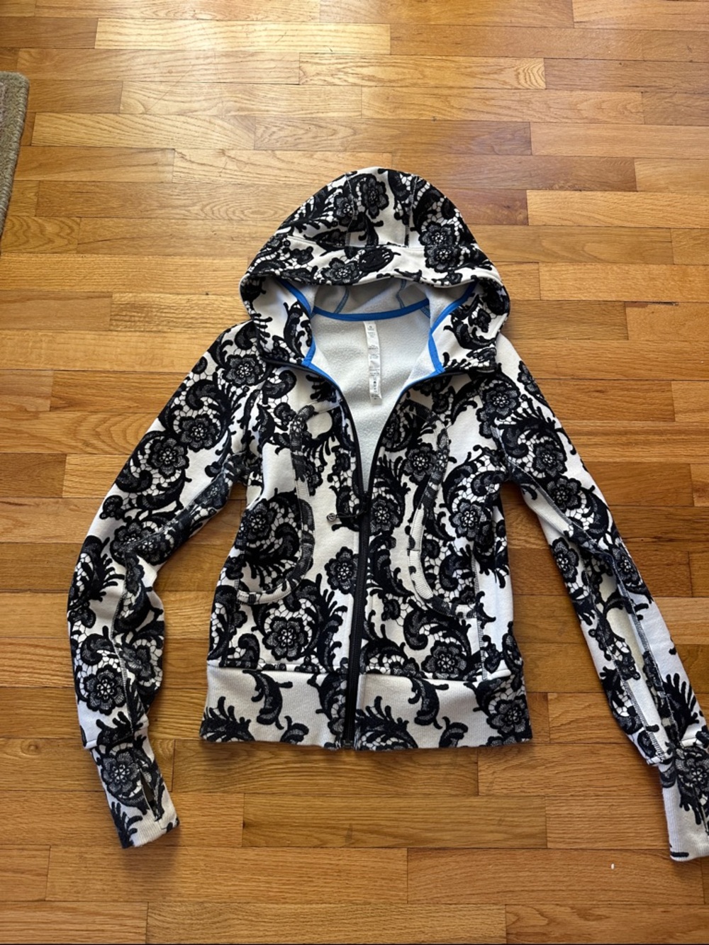 lululemon athletica Black & White Floral Zip Hoodie